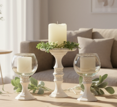 Rustic Elegance Candleholder Trio