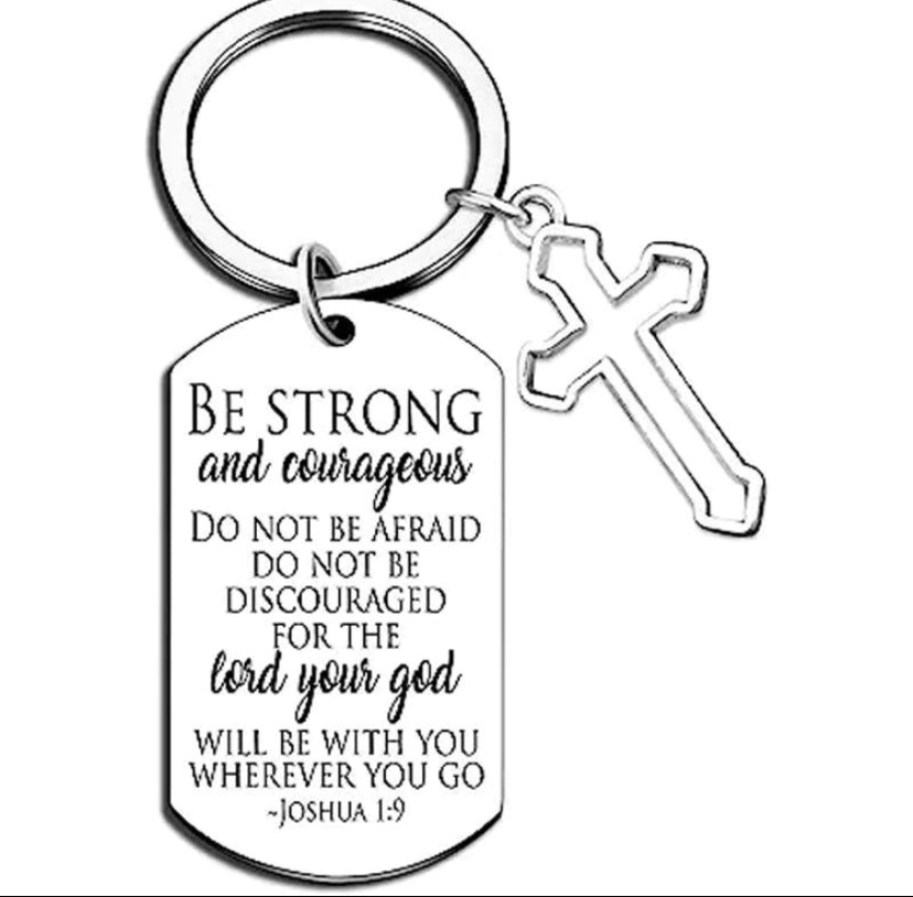 Bible Verse Be Strong Keychain image 1