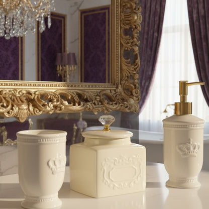 3-piece Cream and Gold Trim Bath Set image 1