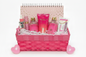 Pink gift set with 'Juicy Contour' branding on a white background