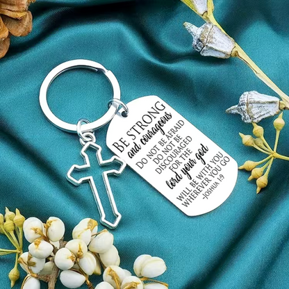 Bible Verse Be Strong  Keychain  image 0