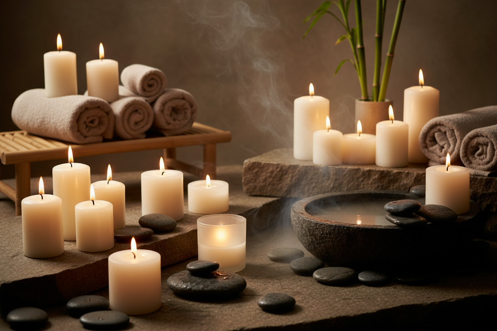 spa like environment with candles